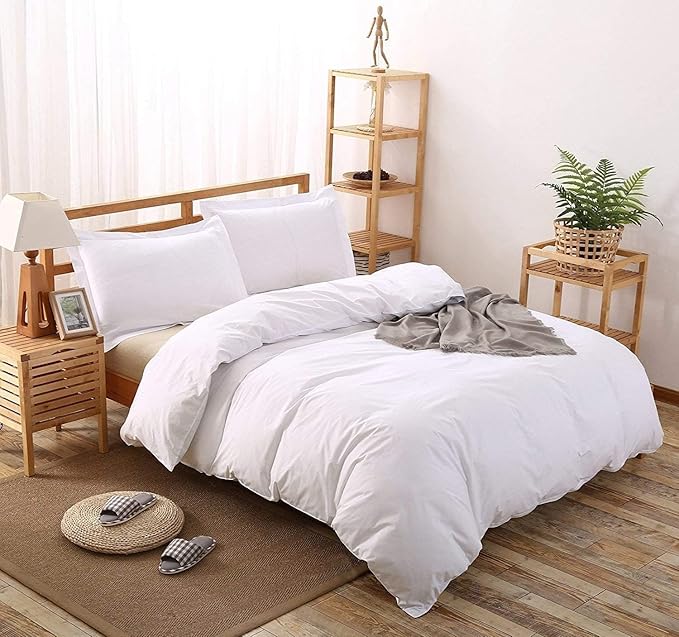 1000 Thread Count Super King Duvet Cover Set 100% Egyptian Cotton, True Luxury Hotel Quality Quilt Comforter Cover with Zipper Closure (White)