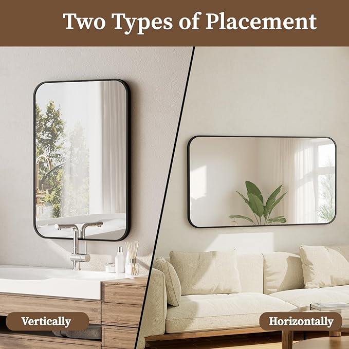 BEAUTYPEAK 24" x 36" Rectangular Aluminum Alloy Frame Wall Mounted Bathroom