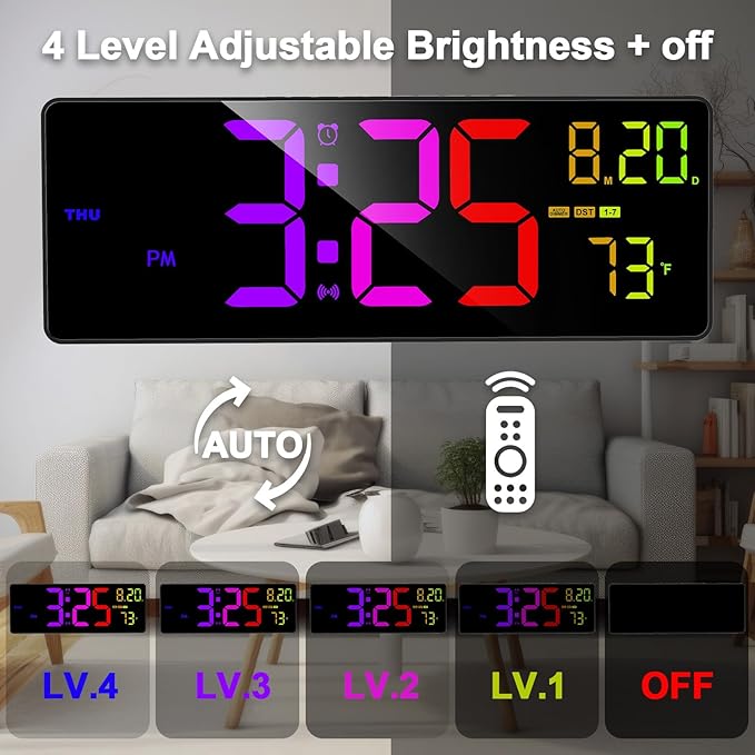 XREXS 16.3" Bluetooth Large Digital Wall Clock