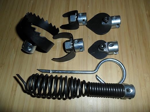 Drain Cleaner 7 Piece Bit Set USA Made Compatible Replacement for Ridgid K-375 K-380 K-400 K-40 K-45 K-50 K-3800 with 5/8" Cable End (NOT Cable Size) and with 2" Spiral Cutter