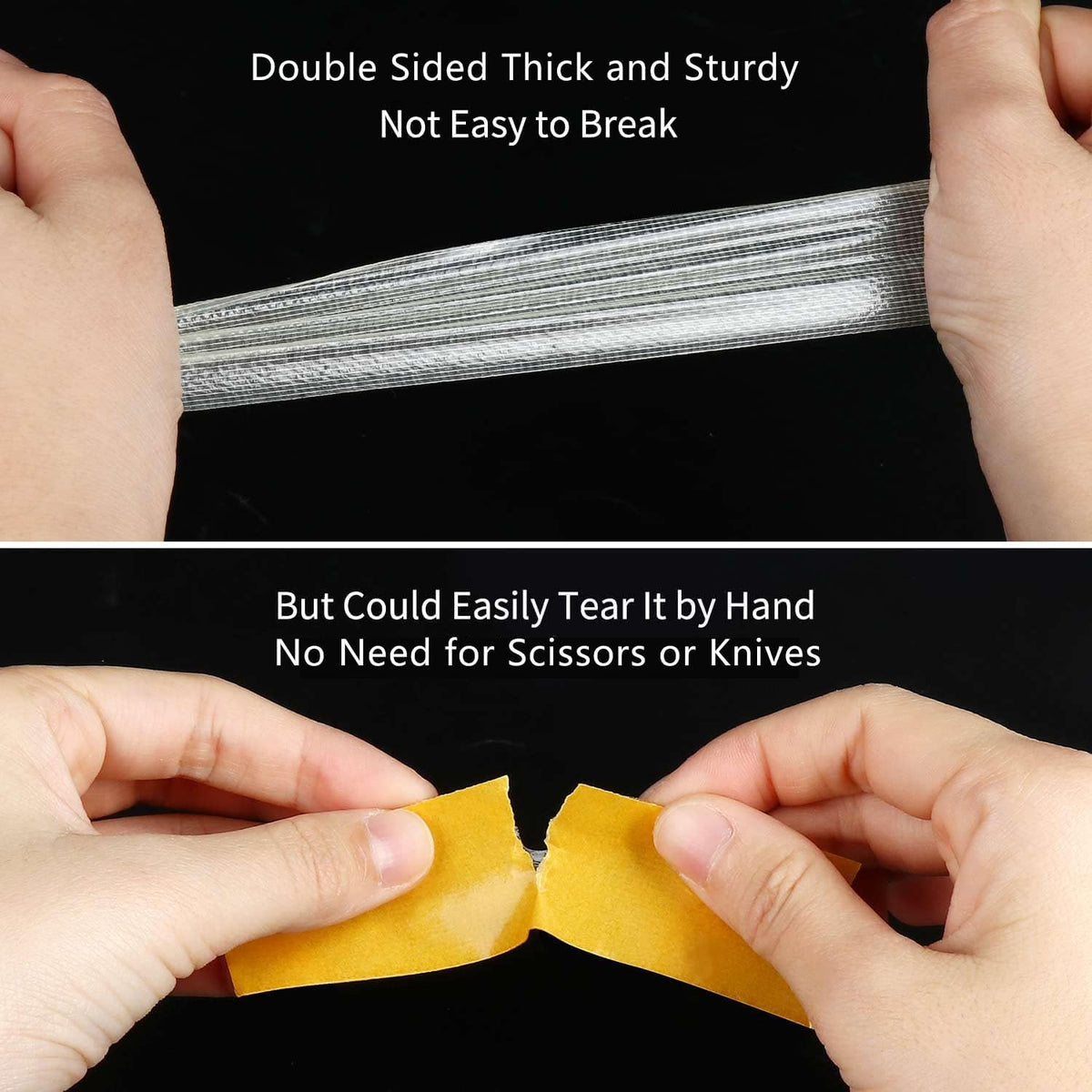 3Pack Double Sided Tape Heavy Duty, 2in x 66FT (198FT Total), Super Sticky Resistente Clear Tape, Universal High Tack Strong Wall Adhesive with Fiberglass Mesh,Easy Use Mounting Tape
