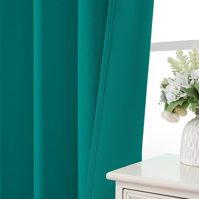 CUCRAF Turquoise Blackout Curtains Customize, Rod Pocket Room Darkening Curtain