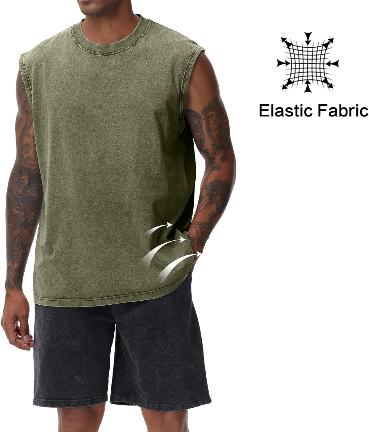 Skiennix Men's Cotton Sleeveless Tank Tops - Loose Fit Muscle Tees for Gym & Beach Activities