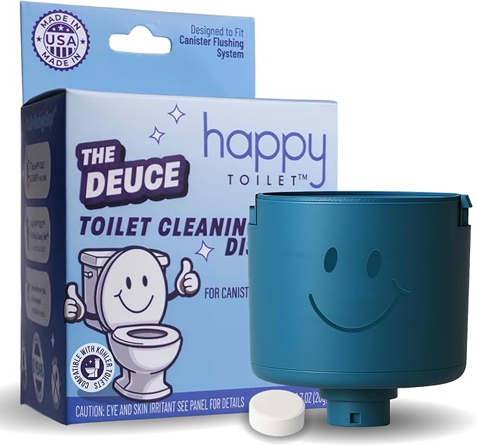 Happy Toilet Cleaner Deuce - Compatible with Kohler Toilets & Canister Flushing Systems - Automatic Toilet Bowl Cleaner Toilet Tablet Holder Toilet Cleaning System for Auto Filter Self Cleaning Flush