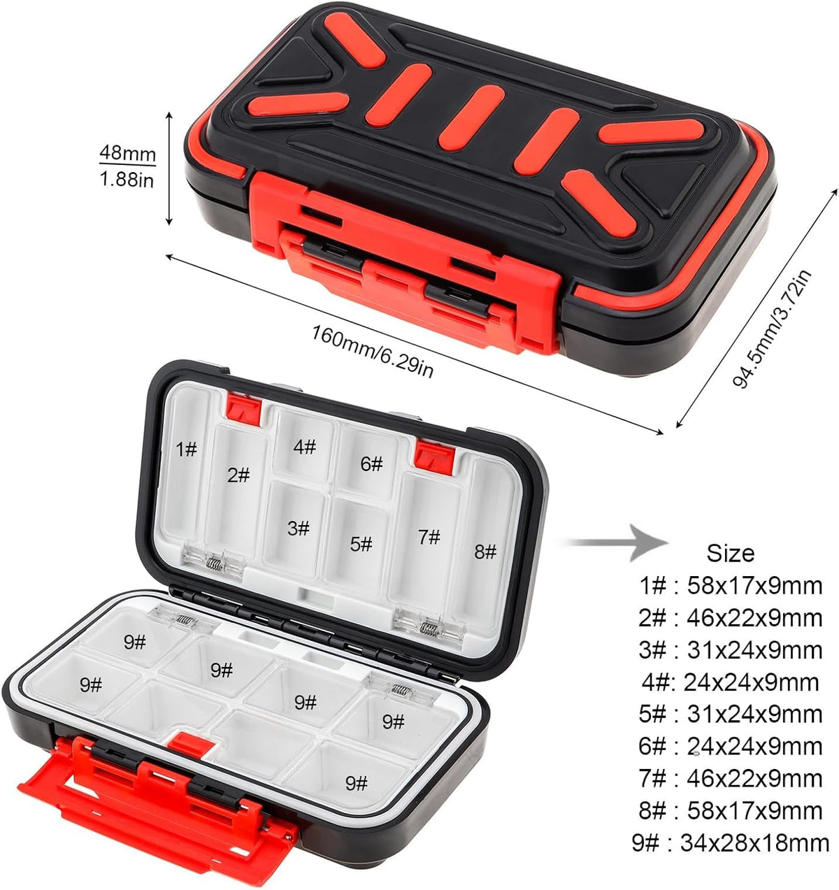 OriGlam Fishing Tackle Storage Box - Double-Sided Waterproof Design | 16 Compartments for Lures (Black)