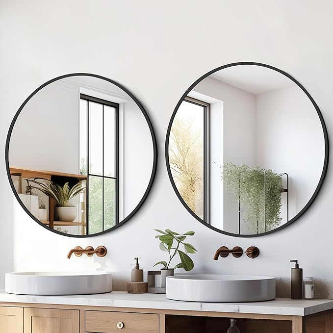 Black Round Mirror 22 Inch, Circle Wall Mirrors