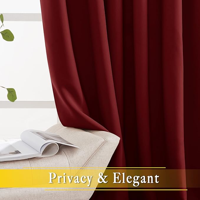 NICETOWN Glass Door Curtains for Window, Wide Thermal Curtain Panels, Sliding
