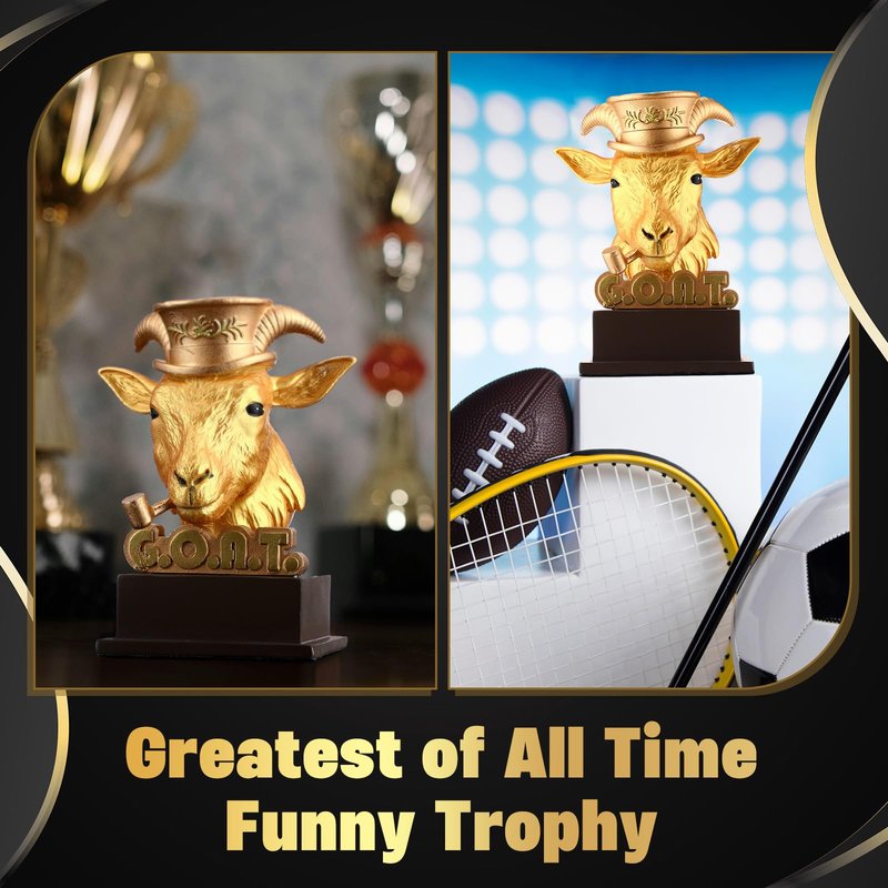 Zhengmy Goat Trophy Winner Award G. O. A. T. Funny Gifts for Dad, Humorous Resin Statue Appreciation Recognition Plaque for Sports Office Employee Boss Coworker(Golden)