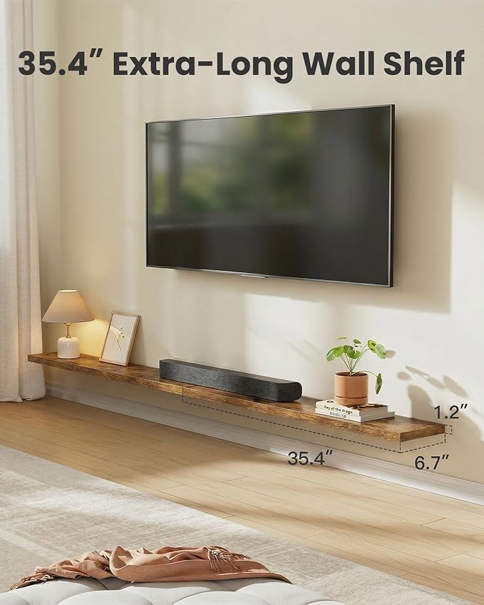 AMADA HOMEFURNISHING 35.4" L Floating Shelves, Wall Shelves Set of 3