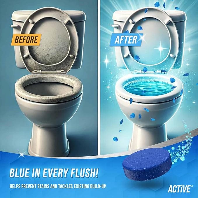 ACTIVE Automatic Toilet Bowl Cleaner and Mold Stain Remover - Includes 12ct Toilet Bowl Cleaning Tablets and 7oz Mold Stain Removing Gel