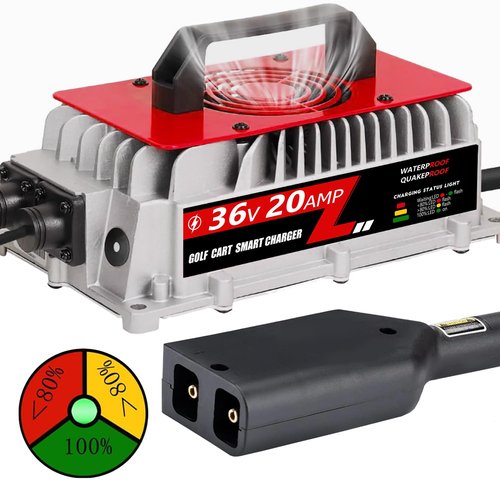 36 Volt Golf Cart Battery Charger for EZGO TXT - 1000W Waterproof Fully Automatic Trickle Charger with D-Style Plug, 36 Volt EZGO Car Charger Compatible with Lead-Acid Batteries
