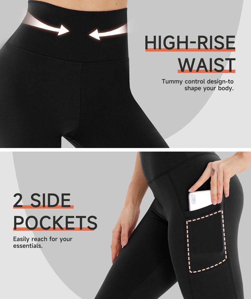 GAYHAY High Waisted Capri Leggings for Women - Soft Yoga Pants for Running Cycling Workout Black Leopard Pockets