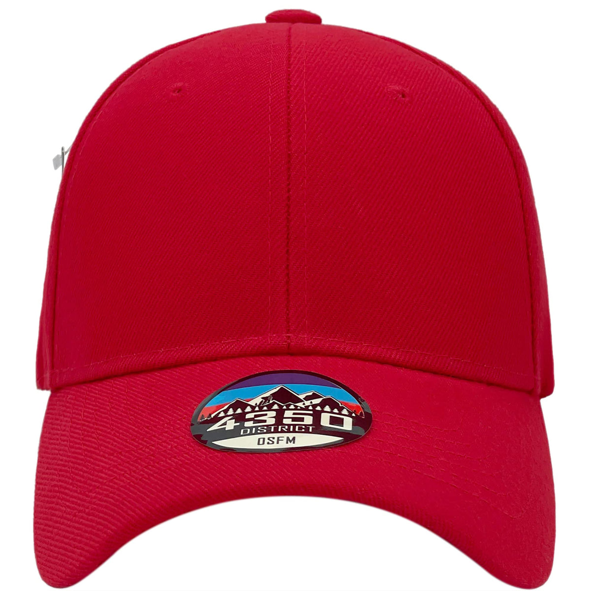 4350 DISTRICT Unisex-Adult Plain Solid Curved Baseball Cap (Y4361-RED)