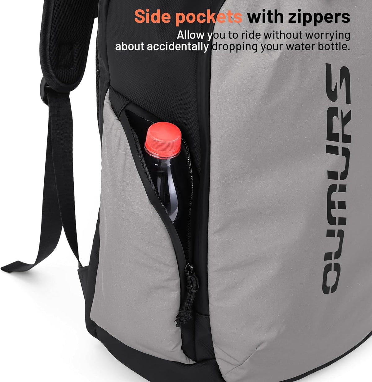 Oumurs Reflective Backpack - 1800D Water-Resistant Oxford Cloth | Ideal for Travel, Cycling & Work - Black