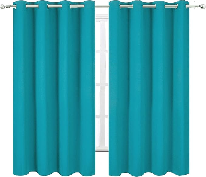 LEMOMO Teal/Turquoise Kids Blackout Bedroom Curtains/52 x 63 Inch/Set of 2