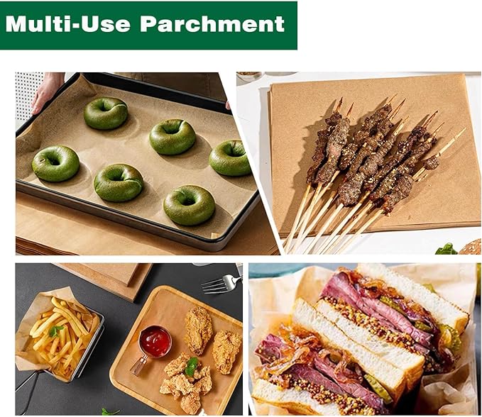 200pcs Unbleached Parchment Paper Sheets, 9x13In Precut Cooking Paper Liners for Baking Sheets, Air Fryer, Microwave, Grilling, Oven, Non-Stick,Non-Toxic, Oil Proof, Food Grade