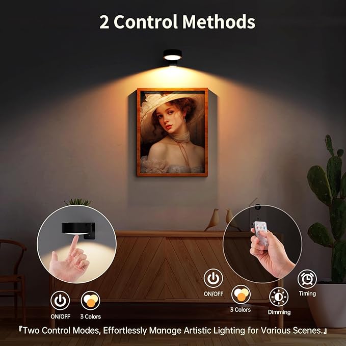 Narotood 6 Pack Picture Lights for Wall, Rechargeable Battery Operated Wall