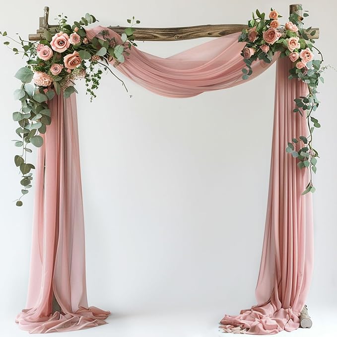 Wokceer Wedding Arch Draping Fabric 28.7"" x 20FT Dusty Rose Drapes Sheer Fabric Backdrop Arch Draping Fabric for Wedding Ceremony Birthday Party Bridal Shower Decoration, 1 Panel