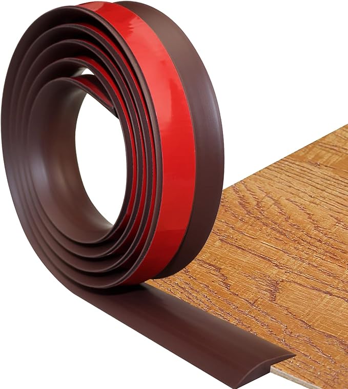Floor Transition Strip Self Adhesive Carpet & Flooring Transitions Edging Trim Strip PVC Threshold Transitions Suitable for Threshold Height Less Than 5mm (20Ft, Brown)
