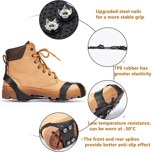 Nonazippy ice Cleats for Shoes and Boots crampons - ice Spikes for Boots Traction Cleats for Ice, Snow, and Outdoor Activities - Durable and Easy to Use (1, XL)
