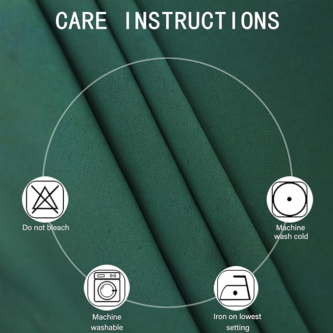 LEMOMO Blackout Curtains 66 x 72 Inch Long Dark Green Curtains Set of 2 Panels
