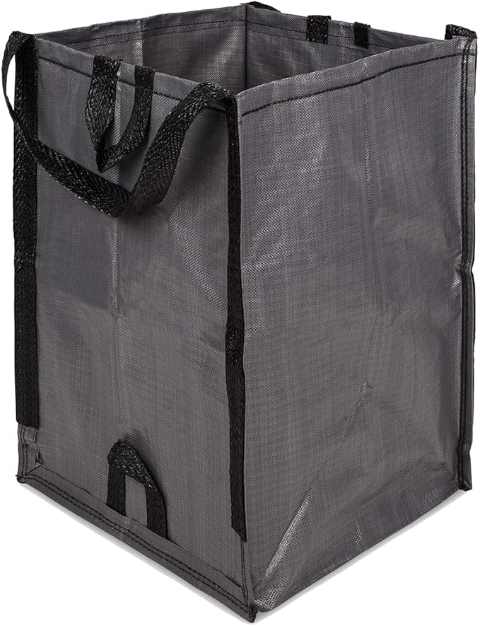 DURASACK Heavy Duty Home and Yard Bags 48-Gallon Reusable Self-Standing Lawn and Leaf Bags Garbage Can with Reinforced Handles, Gray