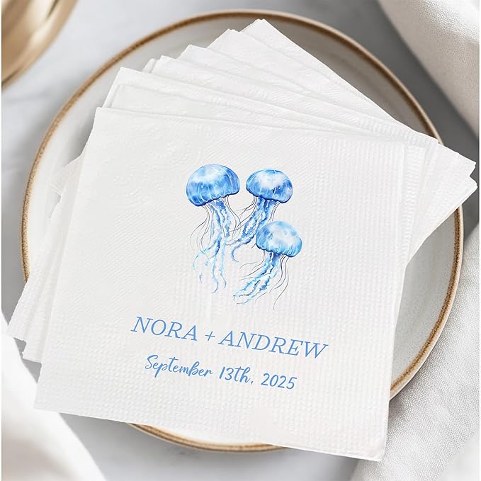 Luxury Custom Cocktail Napkins Wedding, Pack 50 100 150 500 Anniversary Party, Monogram Initials, Rehearsal Dinner Table Decor, Beverage & Luncheon, Saga Green, White Decor Style 5