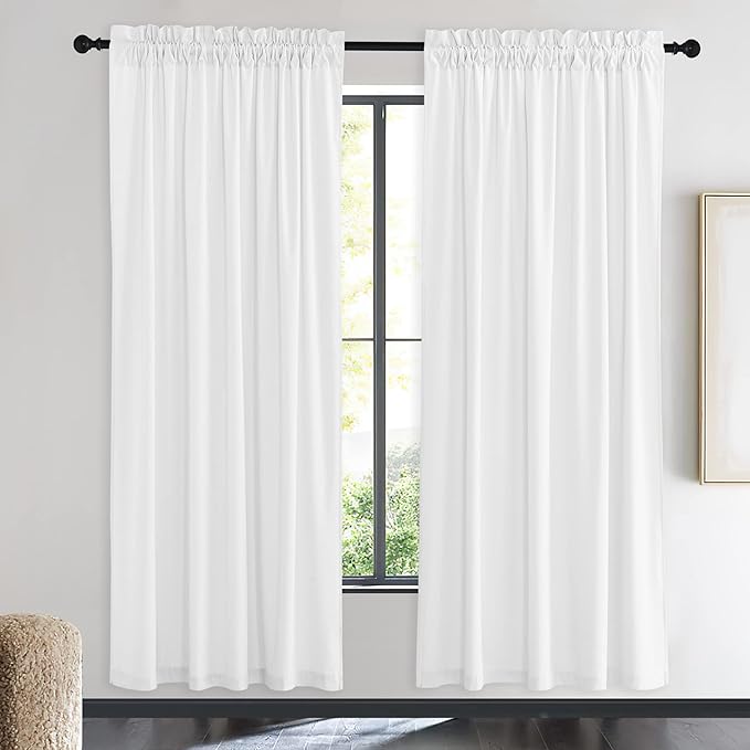 NICETOWN White Velvet Curtains 72 inches