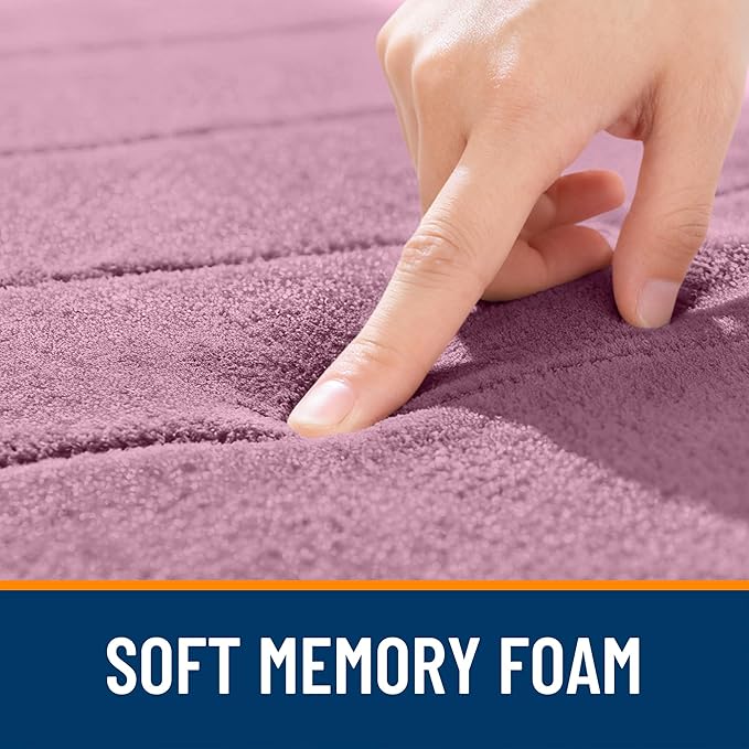 OLANLY Memory Foam Bath Mat 44x24, Super Soft Absorbent Bathroom Rugs, Quick Dry, Machine Washable Shower Floor Rugs, Bathmat Carpet, Bathroom Home Decor Accessories, Deep Plum