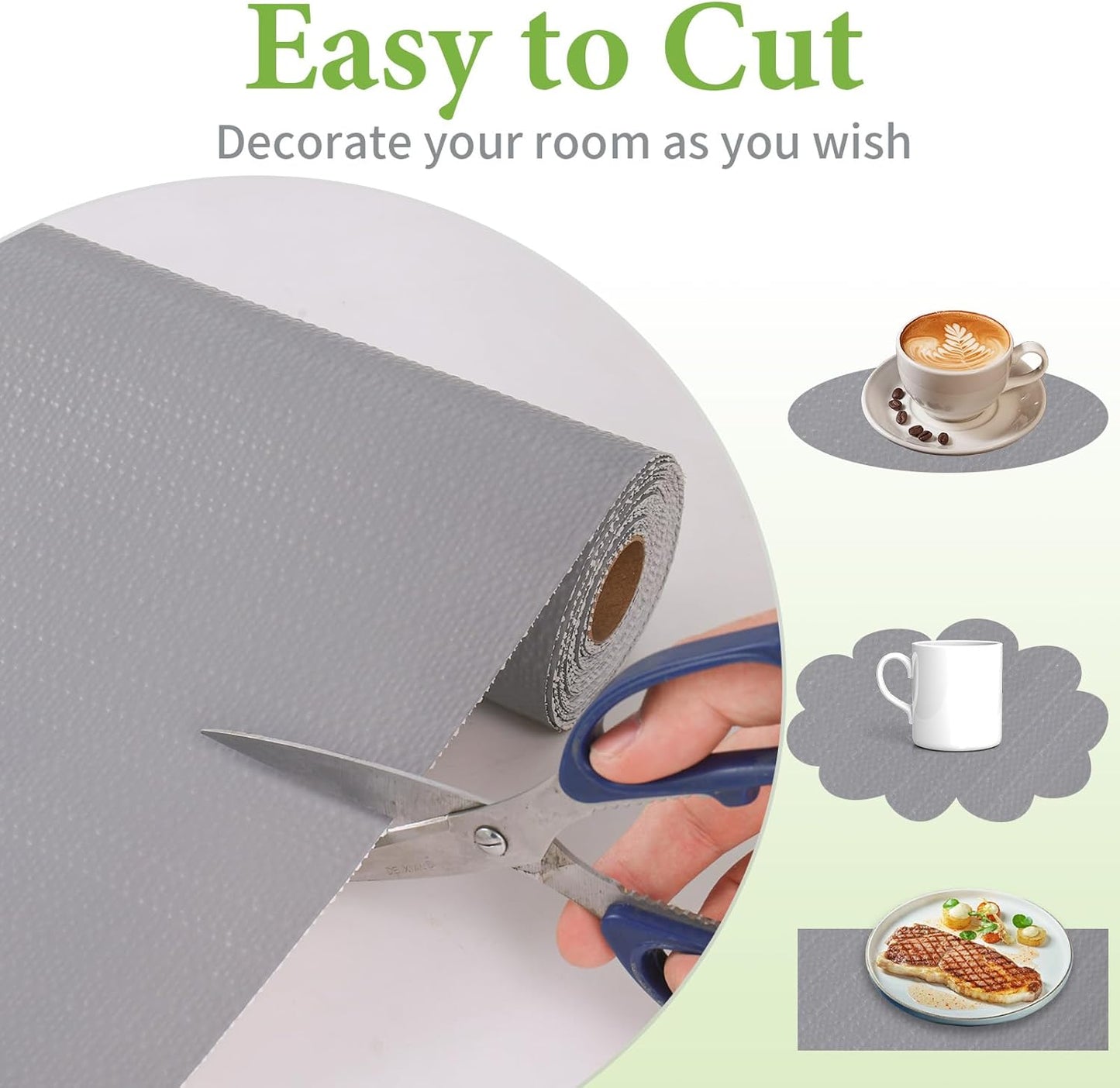 Shelf Liners for Kitchen Cabinets 17in x 20FT Non Adhesive Drawer Liner Grey Thickened Shelf Liner Paper Strong Non-Slip Easy to Clean for Tool Box Refrigerator with Knife and Tape Measure