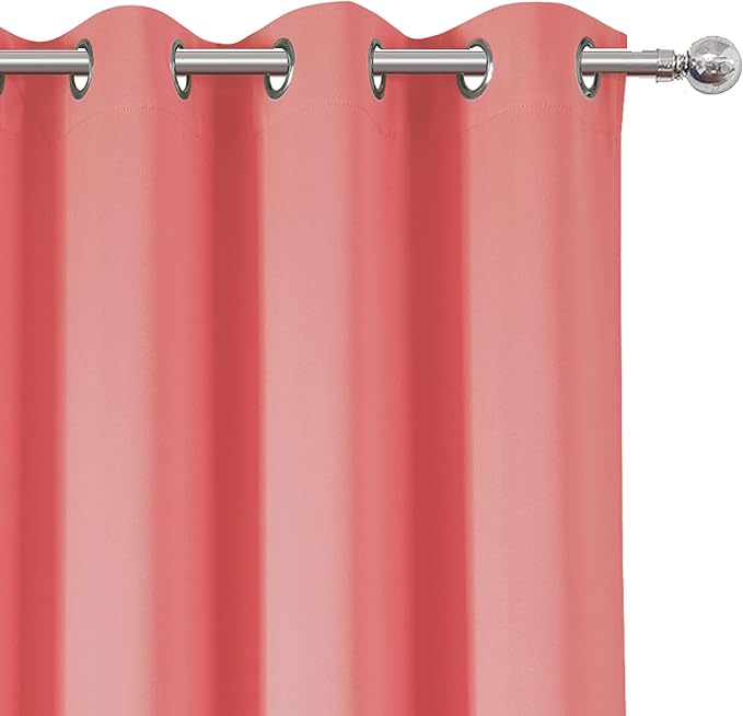 LEMOMO Coral Thermal Blackout Curtains/52 x 72 Inch/Set of 2 Panels Room