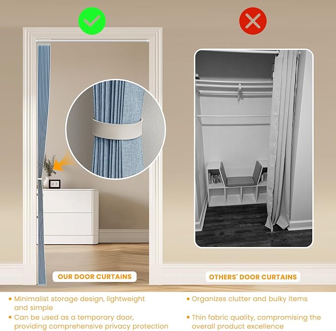 AJAZZ 100% Blackout Accordion Door Closet Door Curtain Invisible Applicable