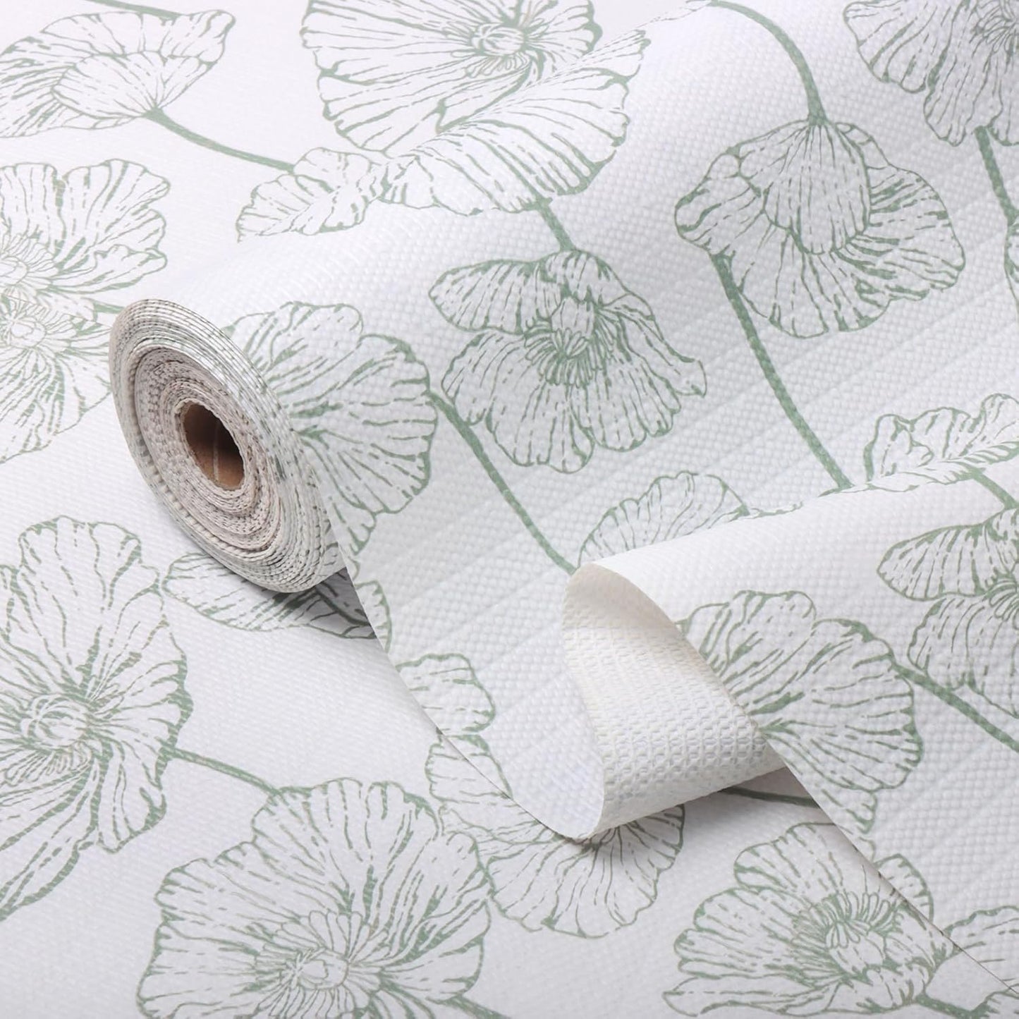 Shelf Liner for Kitchen Cabinets Non Adhesive Kitchen Drawer Liner,Non-Slip Lotus Cabinet Liner Shelf Paper,Pantry Shelf Liners for Cabinets Dresser Cupboard Liner Decorative 15.7In x 16.4FT