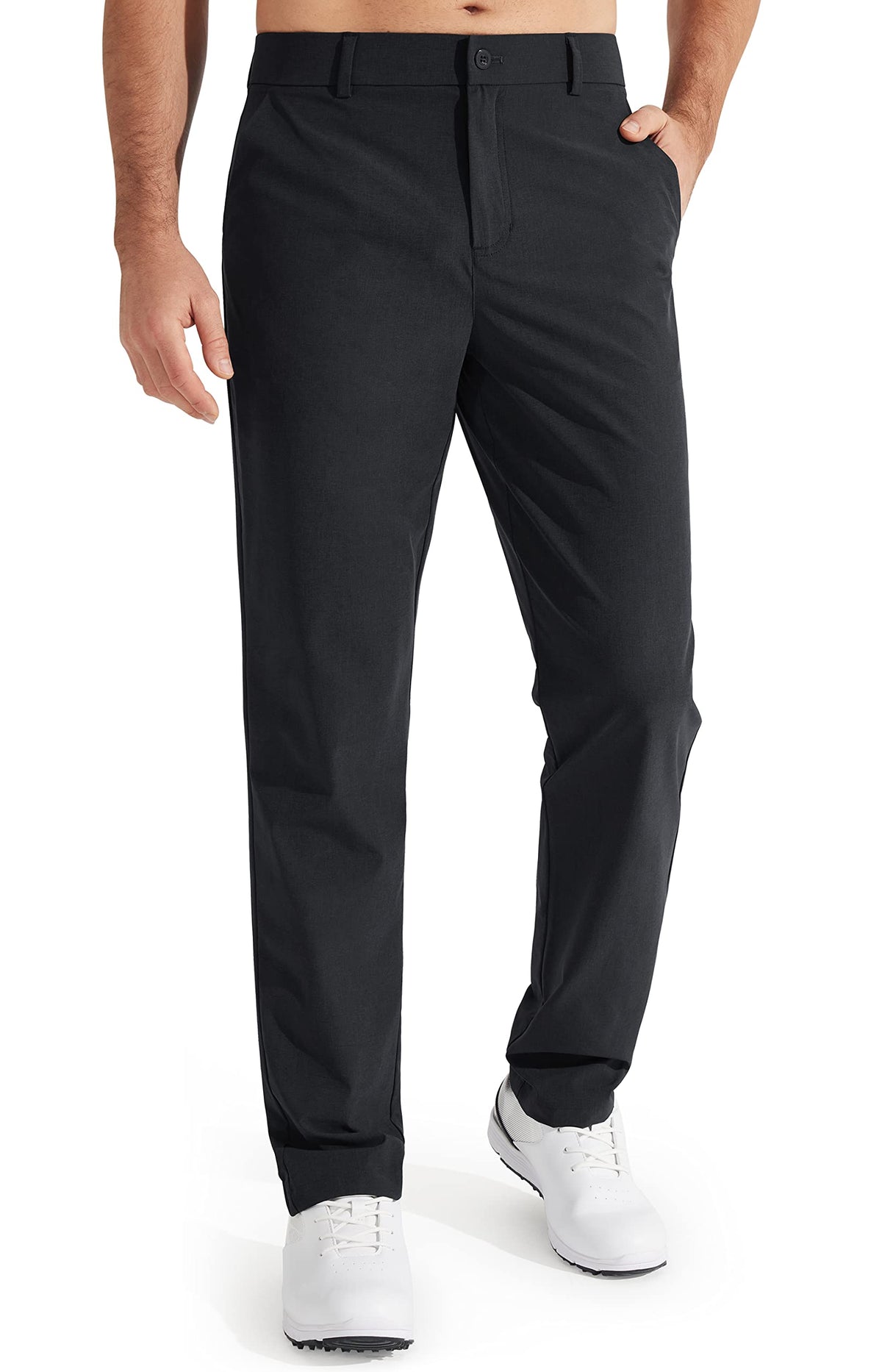 Libin Mens Golf Pants Classic Fit Stretch Work Dress Pants 32" Quick Dry Lightweight Business Casual Trousers Comfort Water Resistant, Black, 35W x 32L