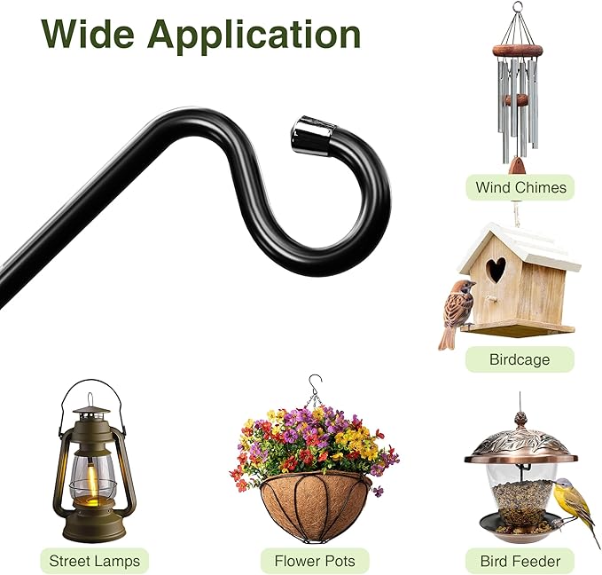 17-Inch 2 Pack Deck Bird Feeder Hanger for Railing, Outdoor Decor Plant Hanger, Balcony Railing Hook - 15LB Capacity - for Hanging Plants, Bird Feeders, Lanterns, Wind Chimes