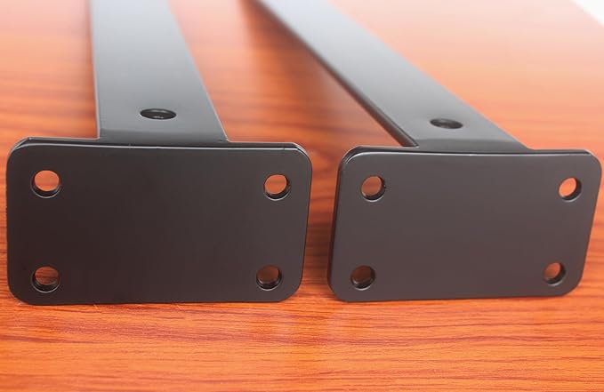 4 Pack - 16 inch Black Hidden L Shelf Bracket Iron Floating Shelf Brackets