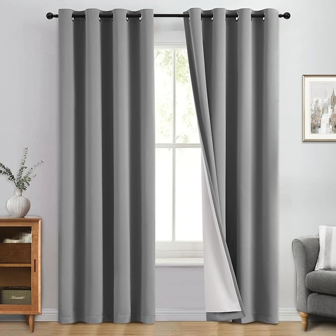 Yakamok 100% Blackout Curtain Panels 84 inches Cold and Light Blocking Drapes