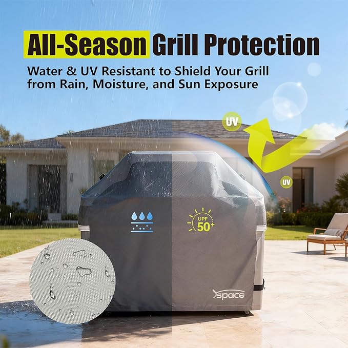 YSPACE Grill Cover Heavy Duty Waterproof 48 Inch, Outdoor 2–3 Burner Gas BBQ Grill Cover, Weather Resistant with Adjustable Straps, Fits Weber, Char-Broil, Brinkmann, Nexgrill