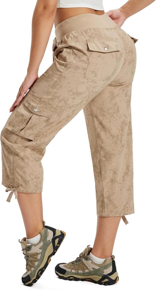 MoFiz Women's Capris - Lightweight Casual Pants with Pockets | Dressy Loose Fit Cargo for Hiking