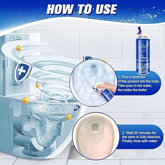 Powerful Toilet Bowl Cleaner – Rapid Stain Remover, Eliminates Limescale & Odors, Fresh Mint Scent, Eco-Friendly Formula, Safe for Pipes & Septic Tanks (4)