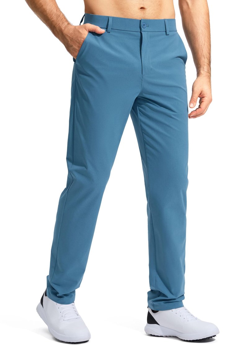 Pudolla Men's Golf Pants Stretch Work Dress Pants Men's Dress Pants 30 Lightweight Quick Dry Trousers with Pockets(Stone Slab Blue 35Wx30L)