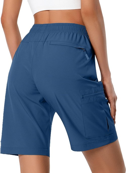 Hugut Women's Quick-Dry Hiking Cargo Shorts - Lightweight, Water-Resistant with Zipper Pockets