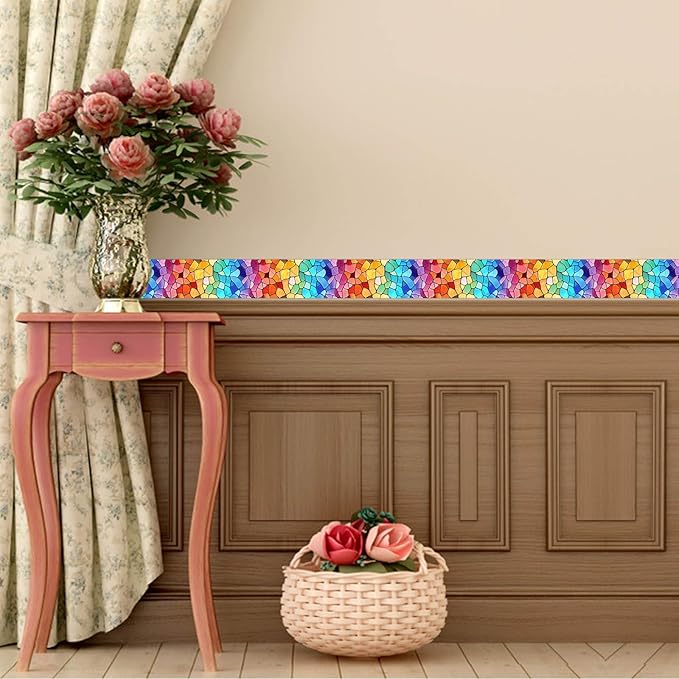 IVN Wallpaper Border Peel and Stick Decorative Wall Trim Self Adhesive Vibrant