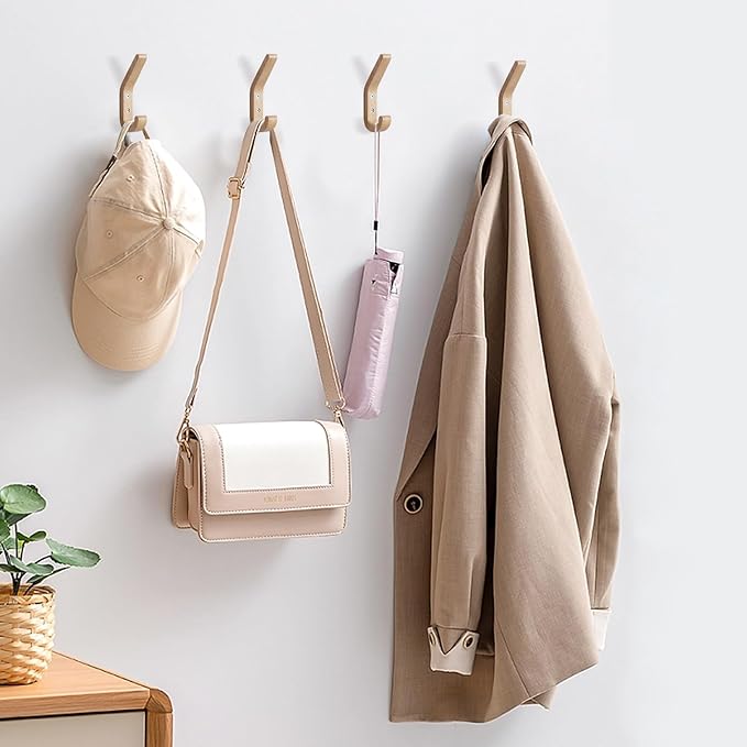 Wooden Coat Hooks for Wall, 6 Pack Wall Mounted Natural Wood Hooks, Modern