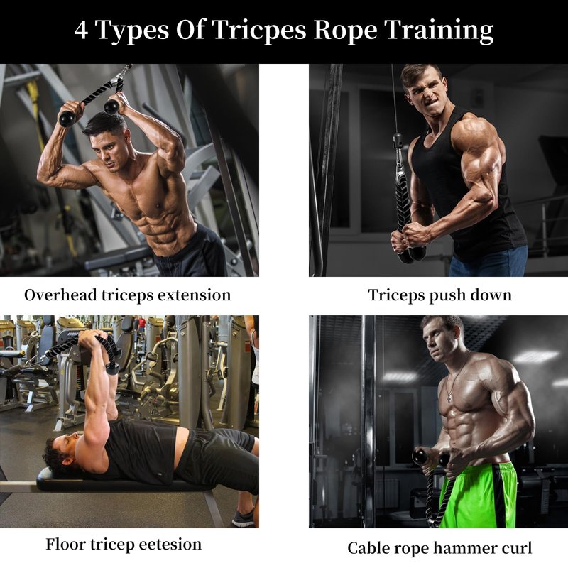 AWEFRANK Deluxe Tricep Rope Gym Rope Pull Down Cable Attachment, 31.5 Inch Rope Length, Easy to Grip & Non-Slip LAT Pulldown Attachments Workout Exercise Rope (Black)
