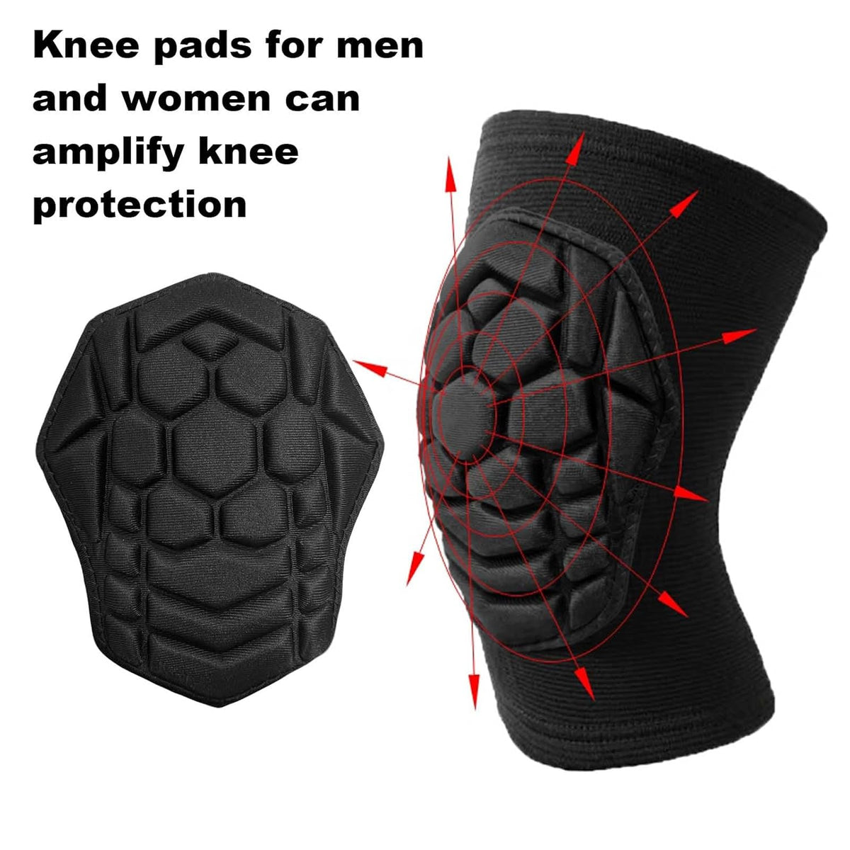 Skiennix Knee Pads - Soft Elastic Compression Sleeves for Skating, Soccer, Yoga | Breathable Black, Large