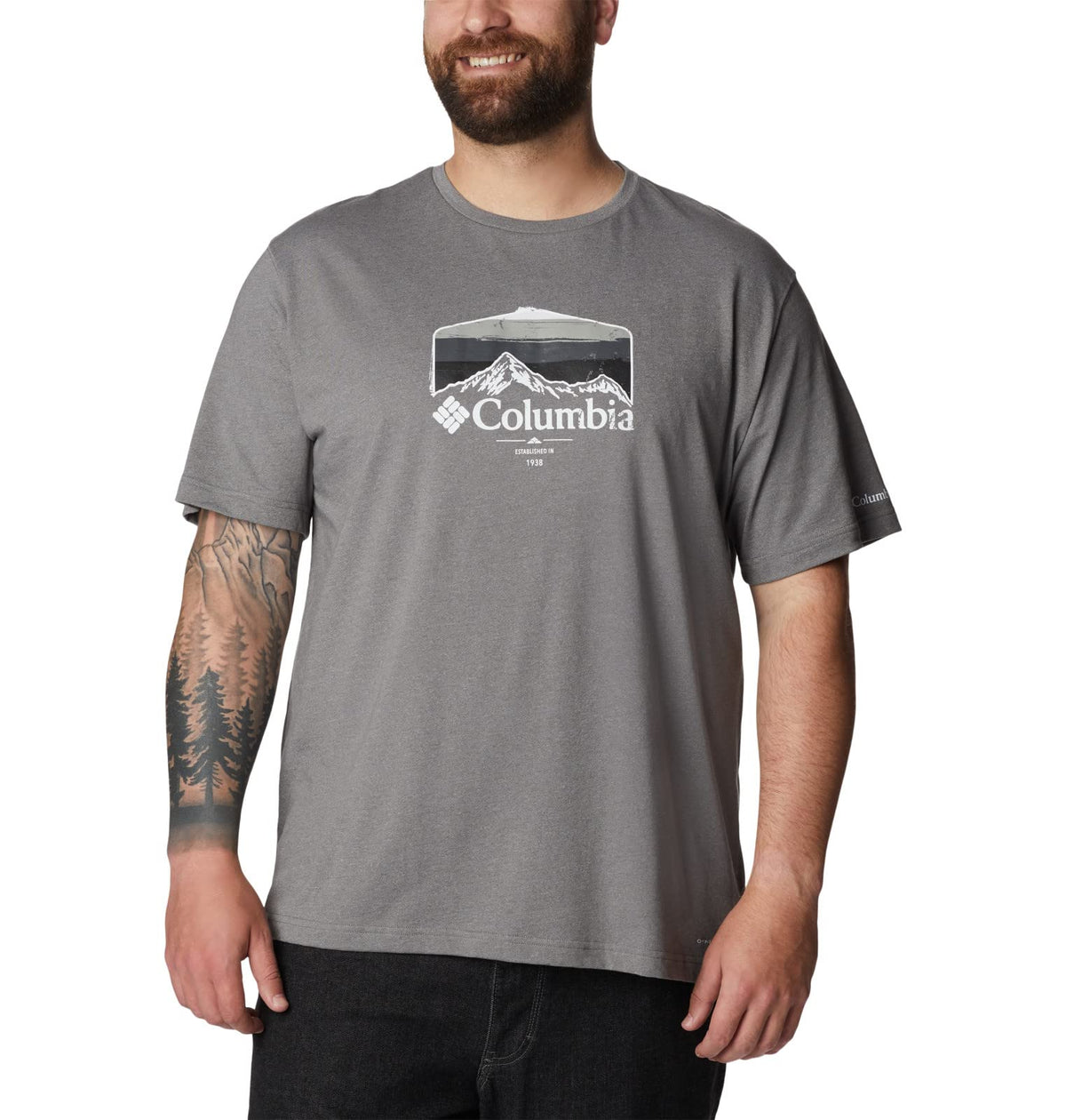 Columbia Men's Thistletown Hills Graphic Short Sleeve, City Grey Heather/Hikers Graphic, 2X Big