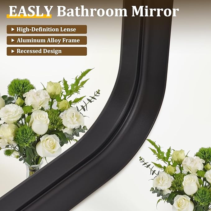 30"x 30" Black Bathroom Mirror