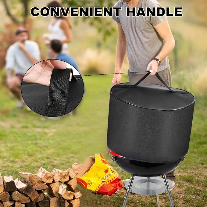 Grill Cover Compatible with Gas One CG-14 14-inch Portable Barbecue Grill, Waterproof Dust-Proof Barbecue Grill Cover for 14in Grill, Heavy-Duty Charcoal BBQ Grill Cover with Handle