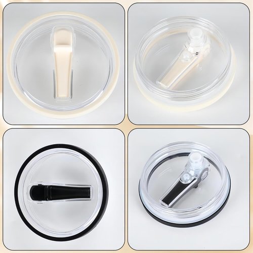 2 Pack 40 oz Tumbler Flip Straw Lid Replacement fit for HydroJug(Only), Spill Proof Splash Resistant Tumbler Lids,Reusable Leak Proof Tumbler Cover for Cup Accessories (Cream)